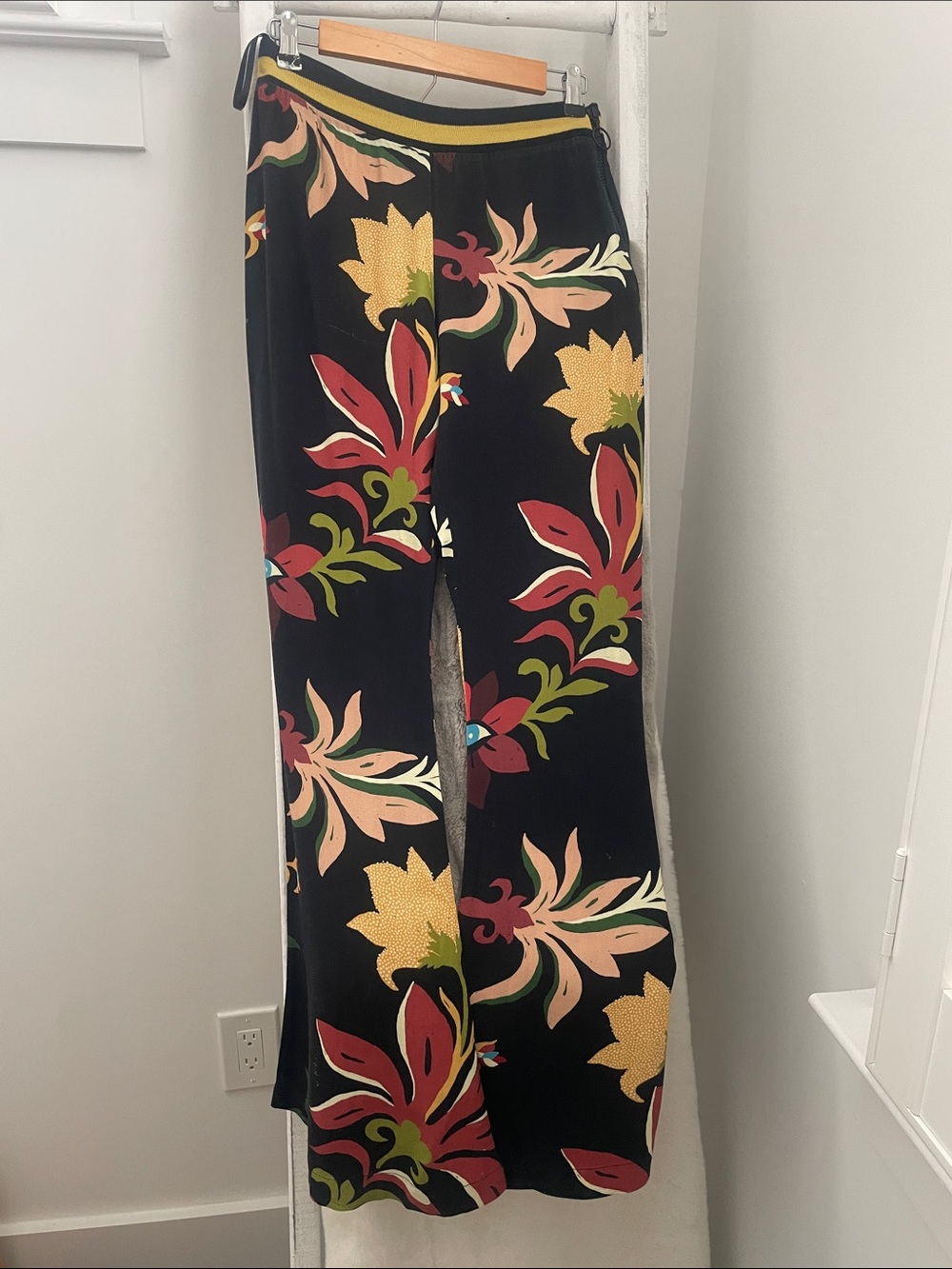 Farm Rio Black Floral Wide-Leg Pants
